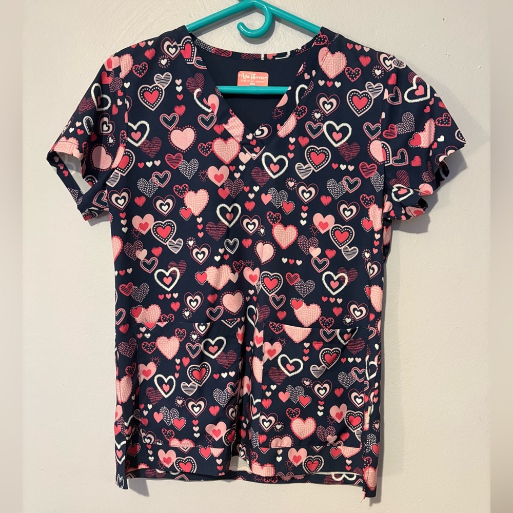 Heart Pattern Scrub Top